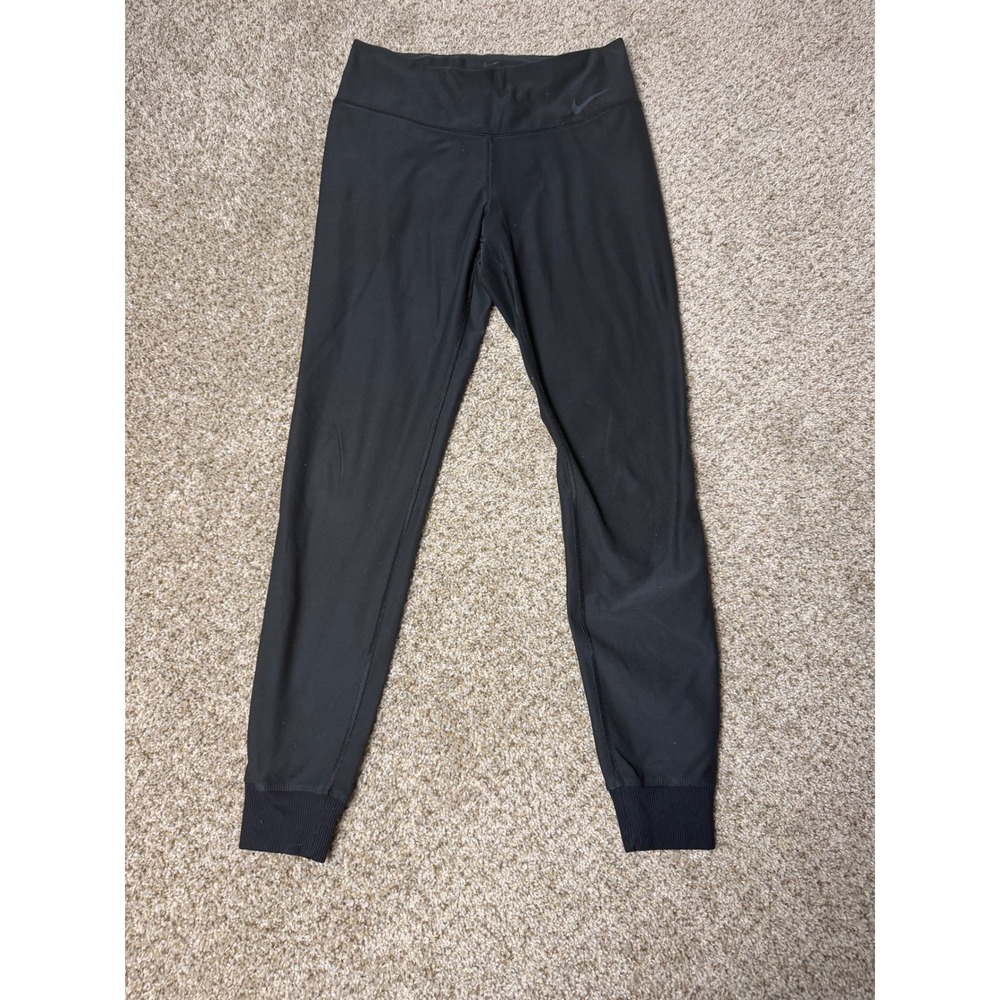 Nike Dri-FIT Legend Pants Womens Medium Black Training Joggers Cuffed Athletic